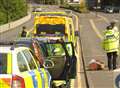 Two-car collision in town centre