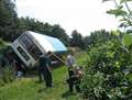 Lucky escape as bus plunges into ditch