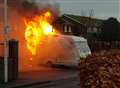 Caravan engulfed in flames