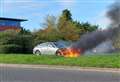 Car fire outside hotel 