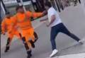 Footage shows bin men fighting in high street