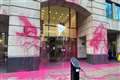 Anti-HS2 protesters hurl pink paint at Department for Transport building