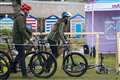 William and Kate cheered on as they show off bike skills