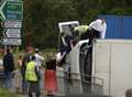 Rush hour traffic misery as lorry overturns