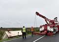 Delays as lorry slides into ditch