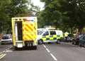 Ambulance carrying patient hit by car