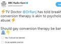 BBC in Twitter storm over gay cure poll