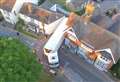 Lorry stuck on tight corner