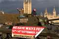 Al Murray and James Holland ride through London on Second World War-era ‘tank’