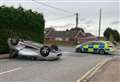 Car overturns in crash