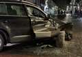Drama as car smashes into town centre bollards