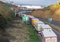 Traffic queues as freight backs up