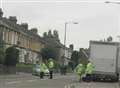 Driver trapped as lorry hits wall