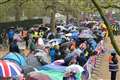 Royal fans from around the globe camp out on the Mall