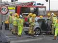 Firefighters free man from crash car