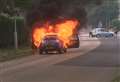 Car bursts into flames