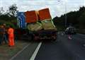 Queues as lorry's load becomes unstable