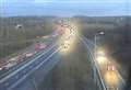 Delays clear after motorway roadworks crash