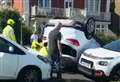 Car overturns on seafront road