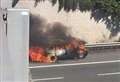 Car fire on motorway