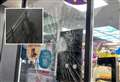 CCTV captures yobs smashing shop window