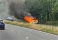 Dramatic moment car goes up in flames sparking commuter chaos