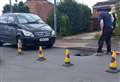 ‘Deep’ hole appears in road