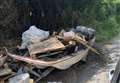 Boat full of rubbish dumped in country lane