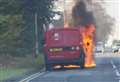 Van bursts into flames