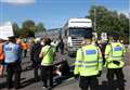 Dramatic scenes as protestors halt trucks