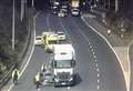 Road closed after crash involving car and lorry 