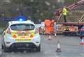 Lorry overturns on roundabout 