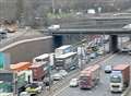 Tailbacks clearing after lorries crash at crossing