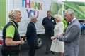 Charles and Camilla thank distribution centre staff for work during outbreak