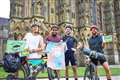 Cyclists break Guinness World Record in attempt to spell out Refugees Welcome