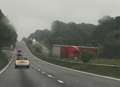 Jack-knifed lorry blocks A2