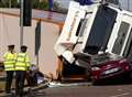 Car crushed by lorry on the M2