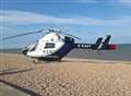 Air ambulance lands on beach