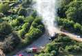 Aerial pictures capture ‘deliberate’ caravan blaze