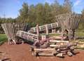 Woodland climbing frame ripped up by vandals