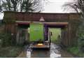 Railway bridge hit by lorry 