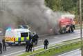 Delays on busy road after lorry fire