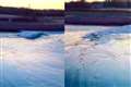 Video: Wave pool breaks the ice after lake freezes overnight