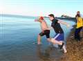 Swimmers brave freezing sea