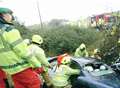 Driver rescued after car plunges into ditch