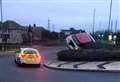 Mini Cooper ends up on roundabout after pursuit