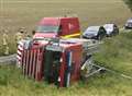 Overturned fire engine