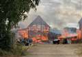 Barn engulfed by flames