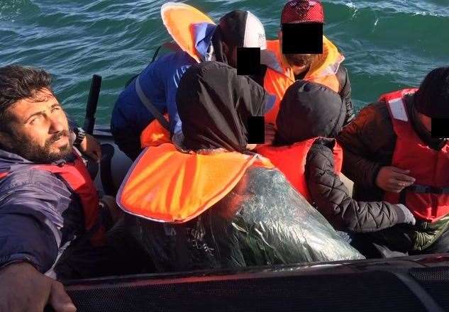 Samyar Bani on board the rhib with the men being smuggled