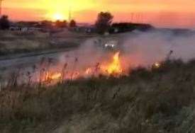 Fire crews were called to a grass fire along Marine Parade in Sheerness. Picture: Mark Reddick